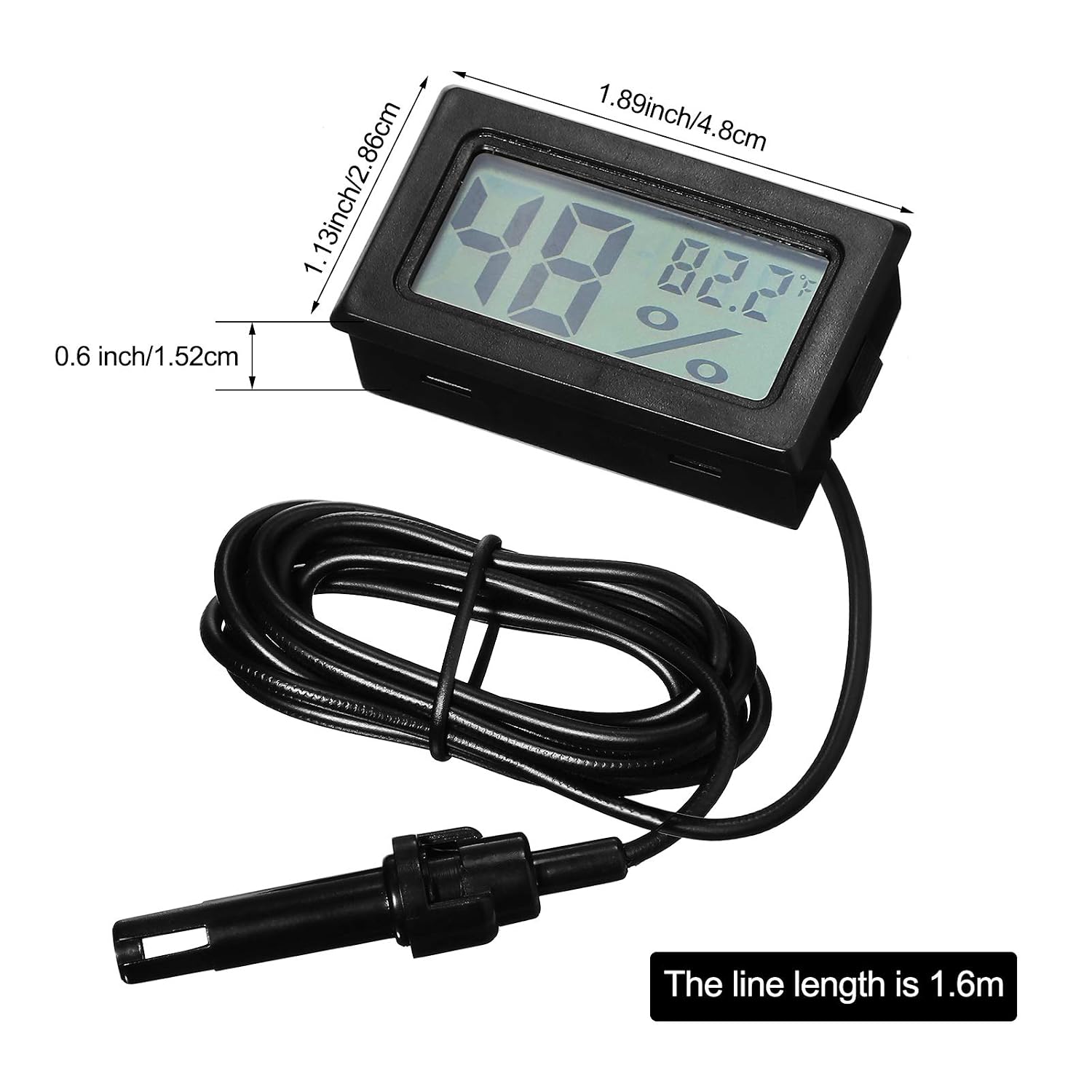 Weewooday Mini Digital Temperature Humidity Meters Gauge with Probe Gauge LCD Fahrenheit Display Thermometer Hygrometer for Incubator Reptile Plant Greenhouse Chicken Coop Garden(Black, 6 Pieces) - Image 2