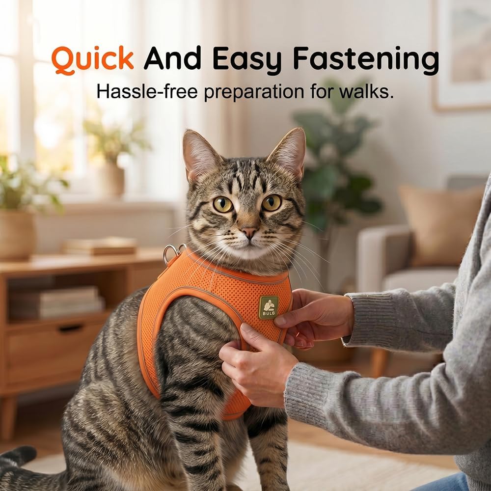 Cat Harness and Leash, 2026 New Cat Harness Escape Proof for Small Medium Large Cats, Breathable Adjustable Vest Harnesses with Reflective Strip for Walking Travel Camping (Blue, S) - Image 6