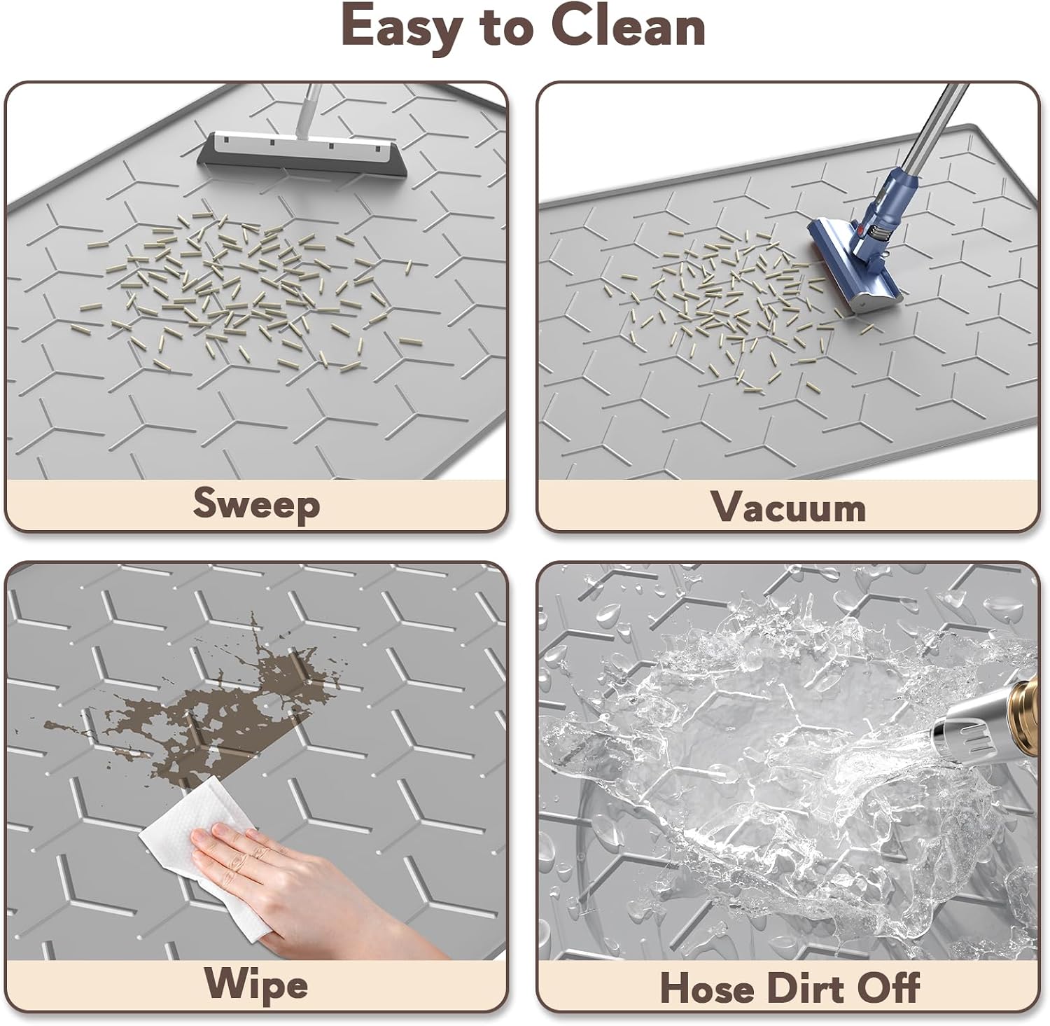 Garoopion Cat Litter Box Mat, Large 40" X 28" Litter Trapping Mat for Cats, Waterproof Silicone Pad for Floor, Gray - Image 4