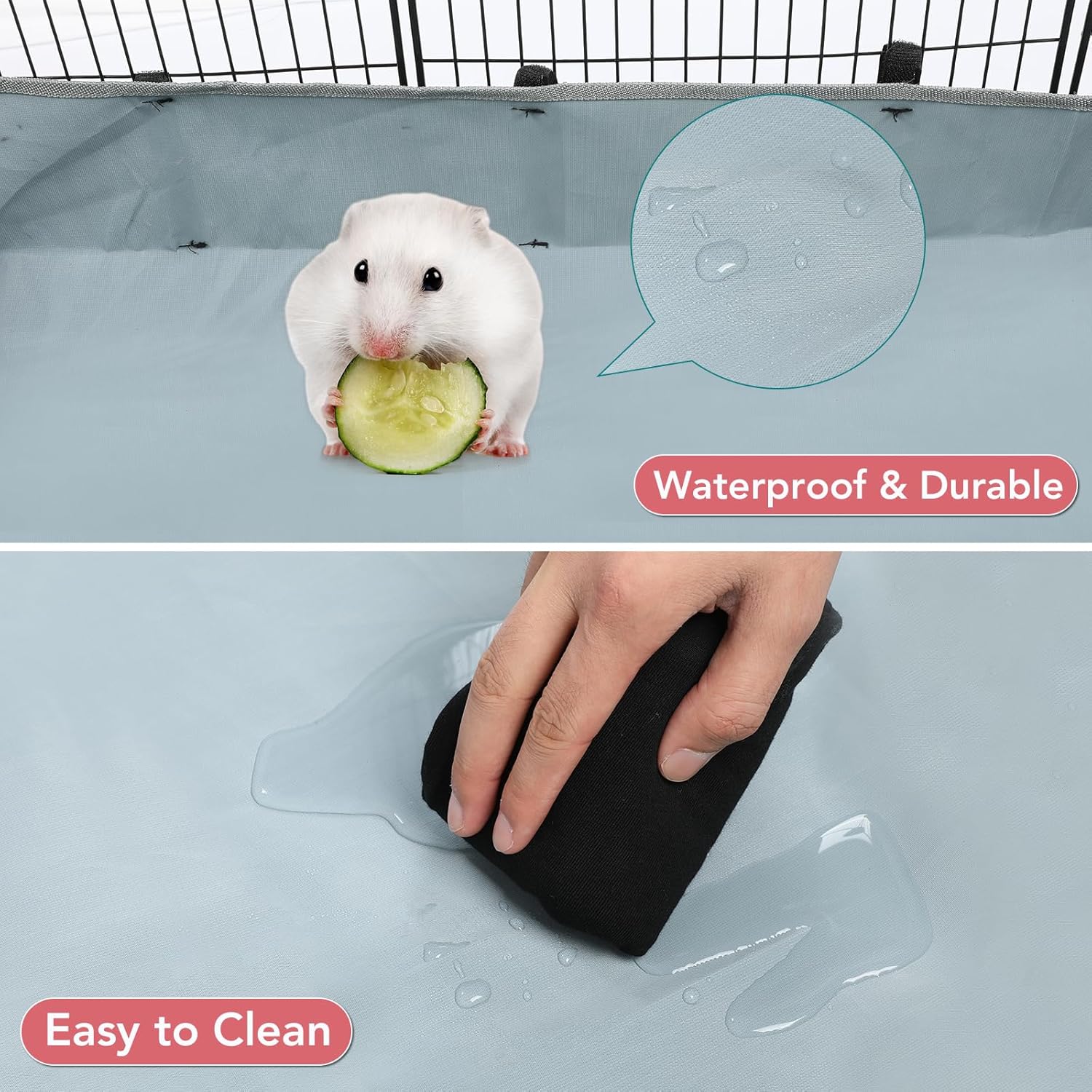 20 Panels Small Animal Playpen, 48" x 24" x 16" Pet Playpen with Waterproof Mat, C&C Cage for Guinea Pigs, Rabbit/Bunny/Baby Chicken Cage,Bunny/Puppy/Chicken Pen Indoor Outdoor Portable Metal Fence - Image 6