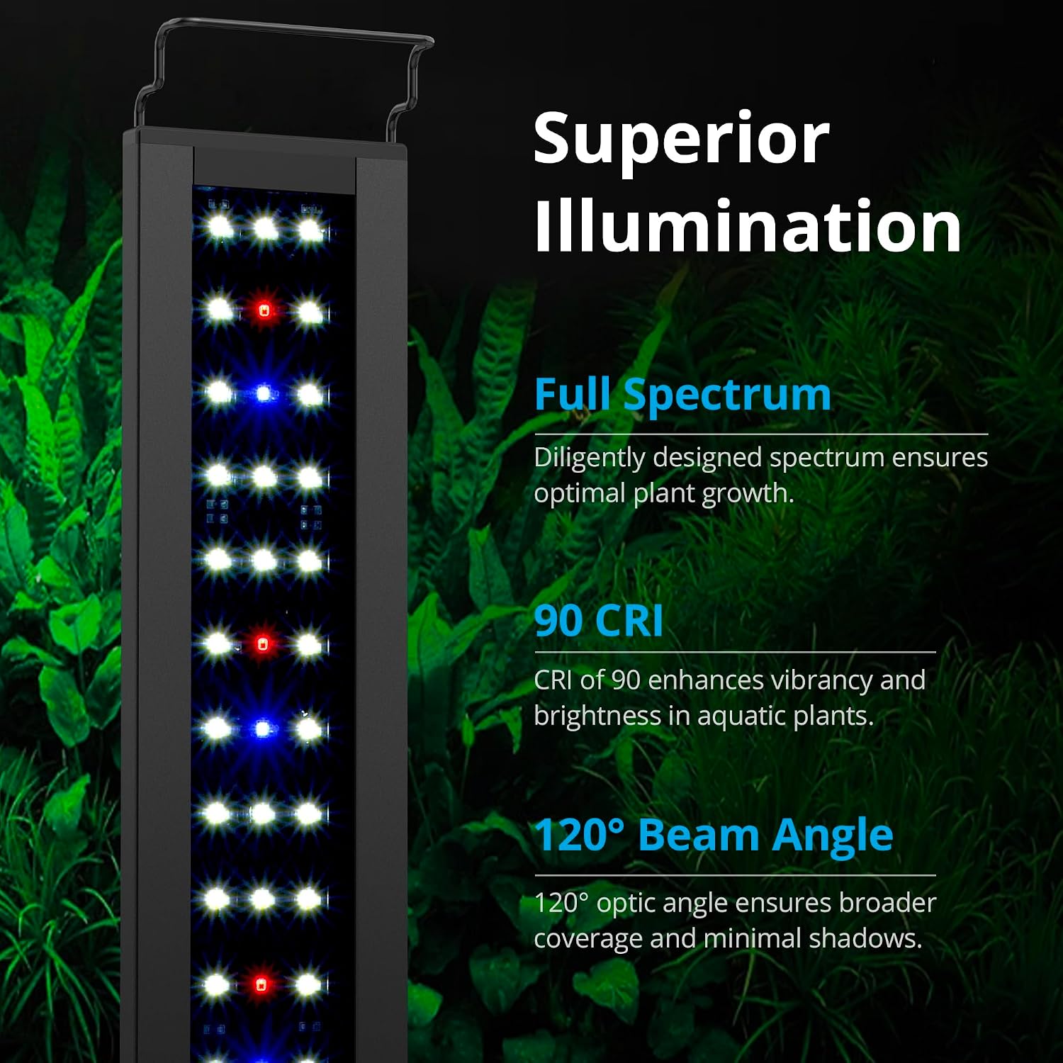 NICREW C10 Plants LED Aquarium Light, 12-18 in, 9 Watts, Full Spectrum Fish Tank Light with Timer, Day and Night Cycle, Brightness Adjustable - Image 3