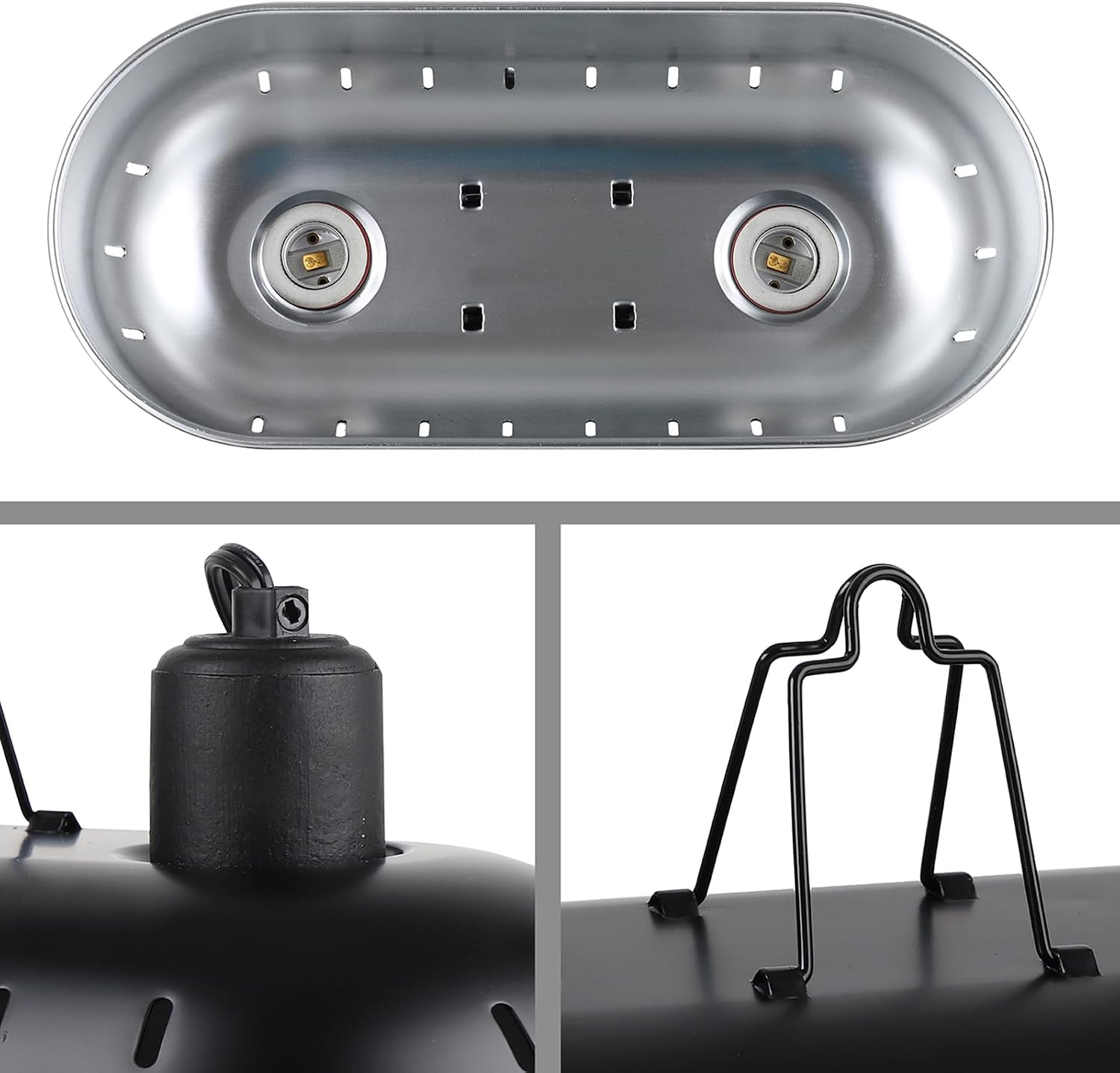 DXOPHIEX 15 inch Dual Reptile Light Fixture, Max 150W Reptile Heat Lamp with 2PCS 150W Ceramic Heat Emitter, Double Dome UVB Light Fixture for Terrarium and Tortoise Habitat - Image 4