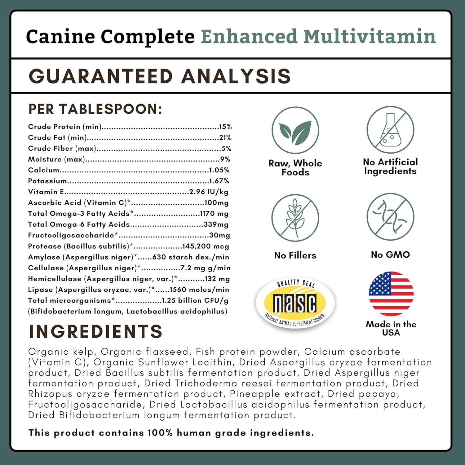 Organic Dog Vitamins - 2 Lb - 90 Scoops | Canine Complete - Daily Dog Multivitamin with Prebiotics, Probiotics for Immune Support, Skin Coat, Digestion, & Joint Health - Image 7
