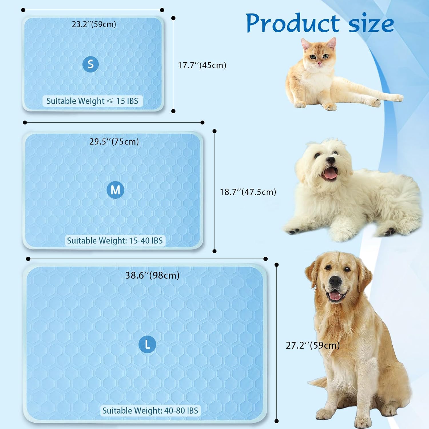 SISROL Arc-Chill Cooling Mat for Dogs & Cats, Anti-Slip Washable Cool Pad | Dog Cooling Mat, Q-Max>0.5 Fabric Absorbs Heat Fast, Fits All-Sized Pets, Suitable for Indoor/Outdoor Summer Use - Image 3