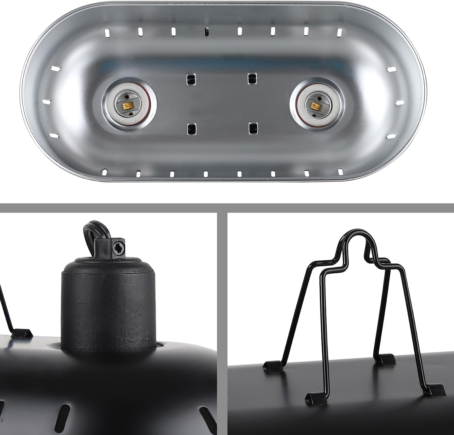 DXOPHIEX Dual Reptile Light Fixture,Reptile Heat Lamp Fixture with 150W Basking Bulb&Ceramic Heat Emitter,Double Dome Heat Lamp for Lizard,Gecko,Bearded Dragon,Tortoise,Snake,Chameleon - Image 3