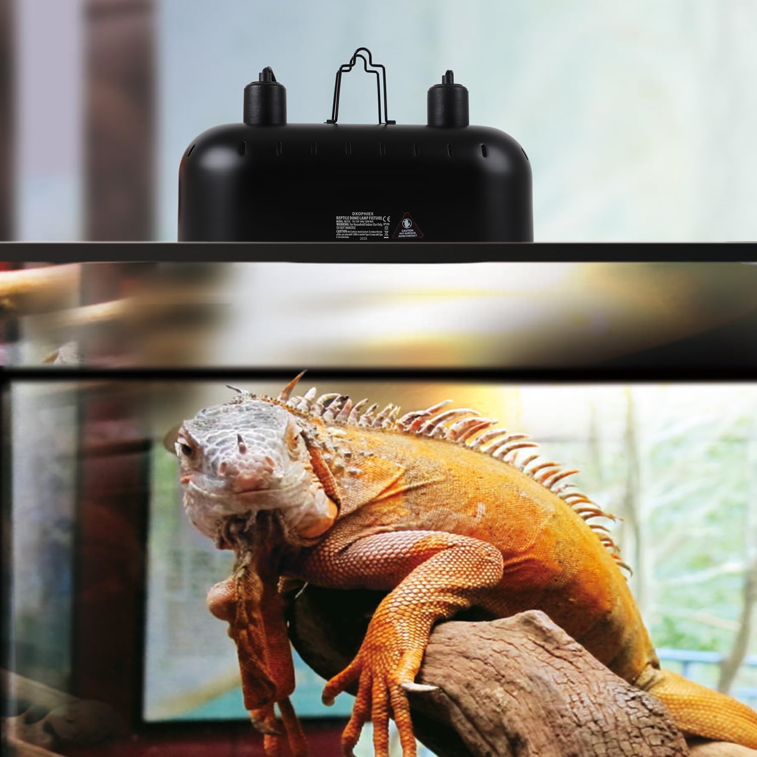 DXOPHIEX Dual Reptile Light Fixture,Reptile Heat Lamp Fixture with 150W Basking Bulb&Ceramic Heat Emitter,Double Dome Heat Lamp for Lizard,Gecko,Bearded Dragon,Tortoise,Snake,Chameleon - Image 6