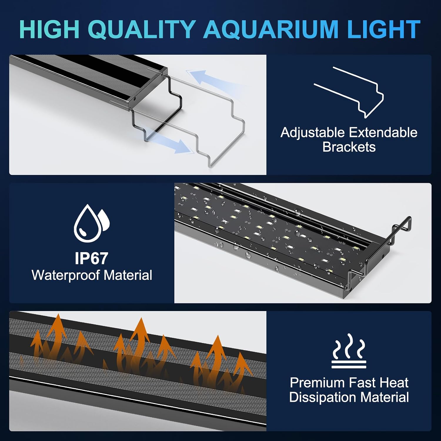 AQQA LED Aquarium Light for Plants, 24/7 Mode Full Spectrum Fish Tank Light with 3 Light Modes, Adjustable Timer/Brightness, Memory Function, Extendable Brackets for Freshwater for 18-24 Inch Tank 18W - Image 5