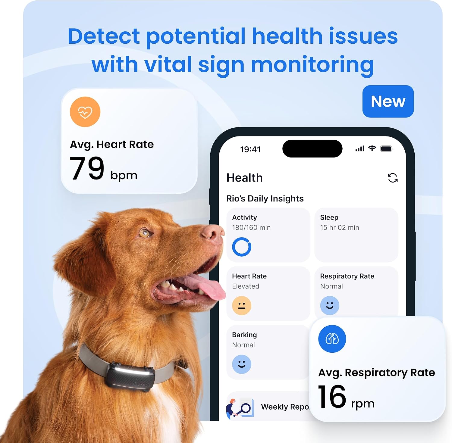 Tractive Smart Dog GPS Tracker with 6 Month Subscription | Live Pet Tracker with Virtual Fence | Vital Signs Monitoring of Heart & Respiratory Rate | Bark Monitoring | Dog Collar Attachment (Brown) - Image 4
