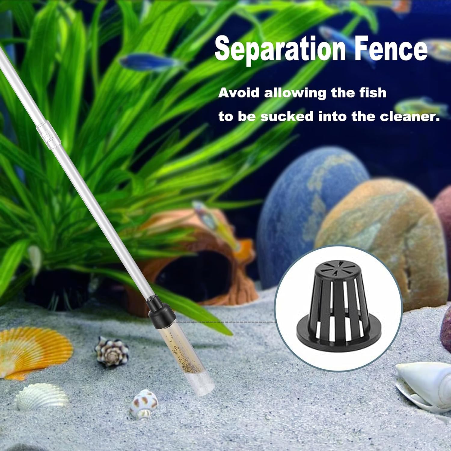Carefree Fish Aquarium Gravel Cleaner 6Ft Hose Fish Tank Water Changer Sand Vacuum Silicone Airbag Adjustable Length ABS(for 5~20Gal Tank) 2026 New Upgrade Version - Image 4
