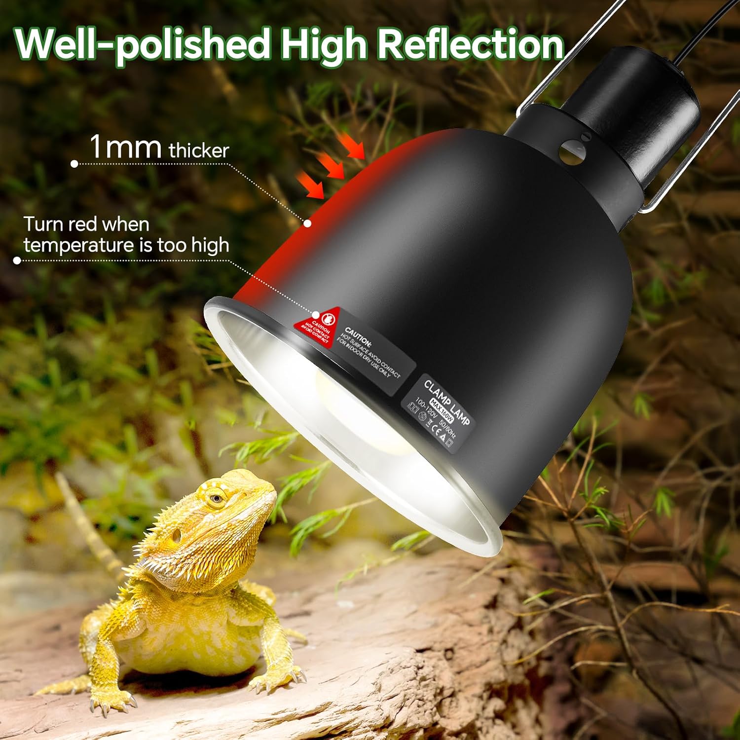 5.5 inch Reptile Heat Lamp Fixture with Thermostat and Timer,Reptile Light Fixture with 100W Ceramic Heat Emitter, PID Temperature Controller for UVB Lights, Basking Bulbs and Terrariums - Image 8