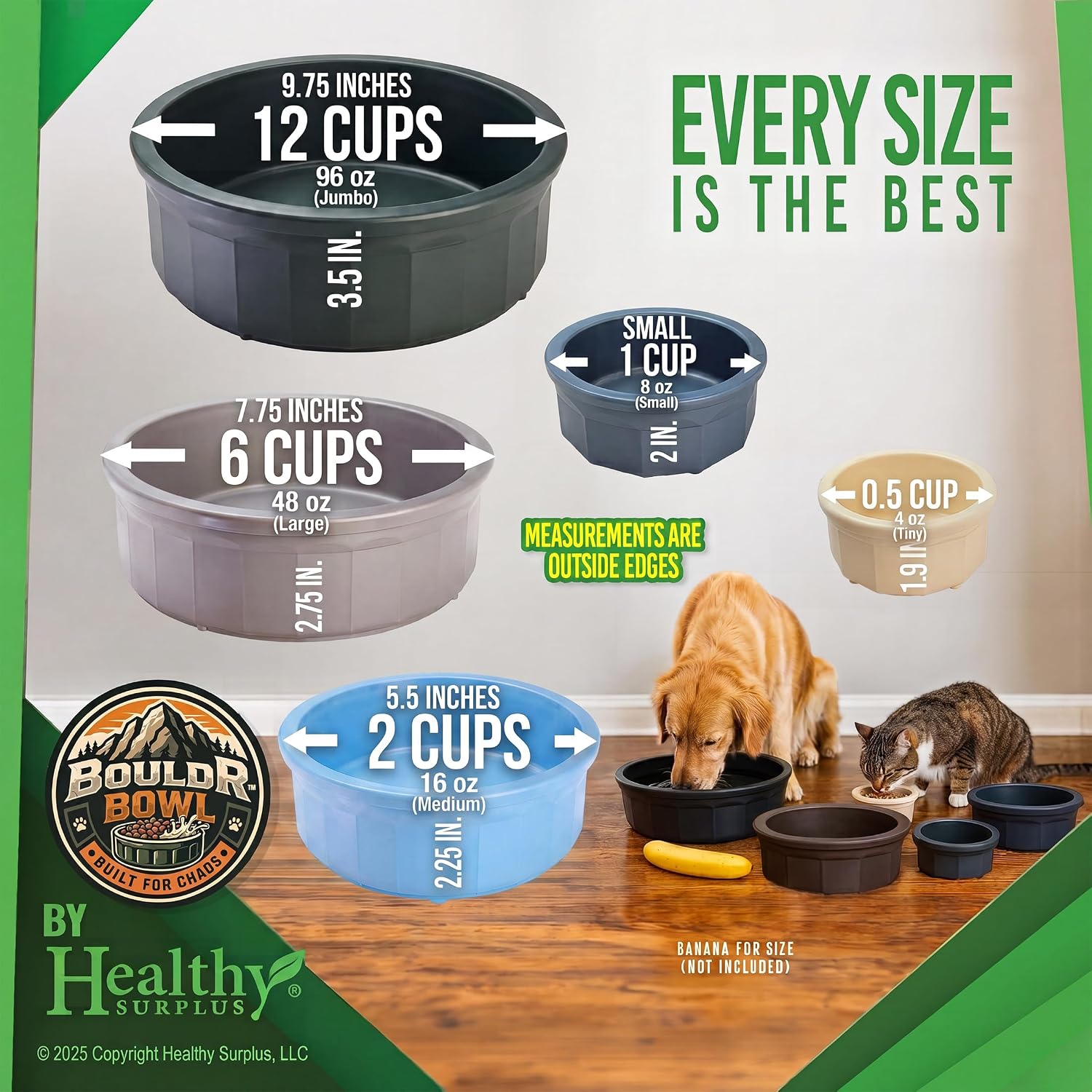 Pet Crock Bowl – Thick Durable Plastic Non-Tip Food & Water Dish for Dogs, Cats & Small Animals – Indoor/Outdoor – Chew Resistant, Easy Clean (Gray, Large 48oz) - Image 4