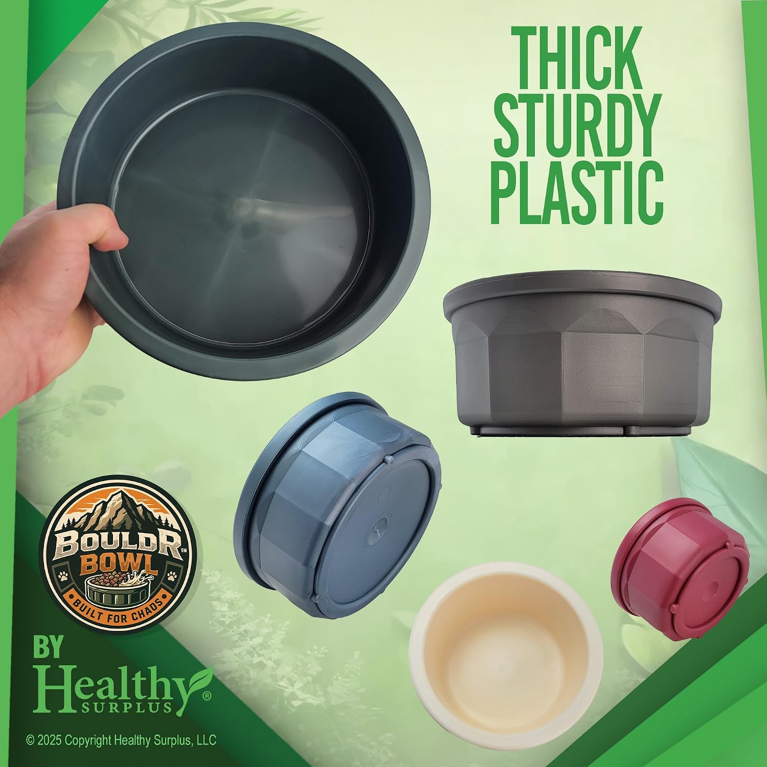 Pet Crock Bowl – Thick Durable Plastic Non-Tip Food & Water Dish for Dogs, Cats & Small Animals – Indoor/Outdoor – Chew Resistant, Easy Clean (Gray, Large 48oz) - Image 6