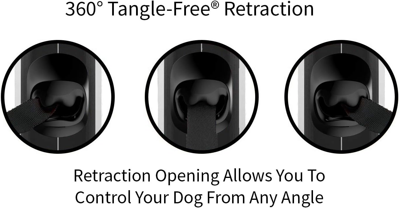 TUG 360° Tangle-Free Retractable Dog Leash | 16 ft Strong Nylon Tape | One-Handed Brake, Pause, Lock (Medium, White) - Image 4