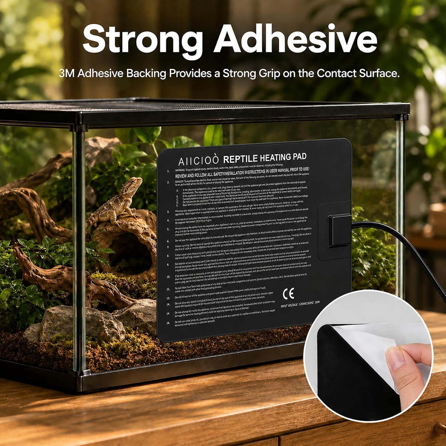 Aiicioo Under Tank Heater Thermostat - Reptile Heating Pad with Temperature Control Reptile Heat Mat for Combo Set for Hermit Crab Lizard Terrarium 16W - Image 5