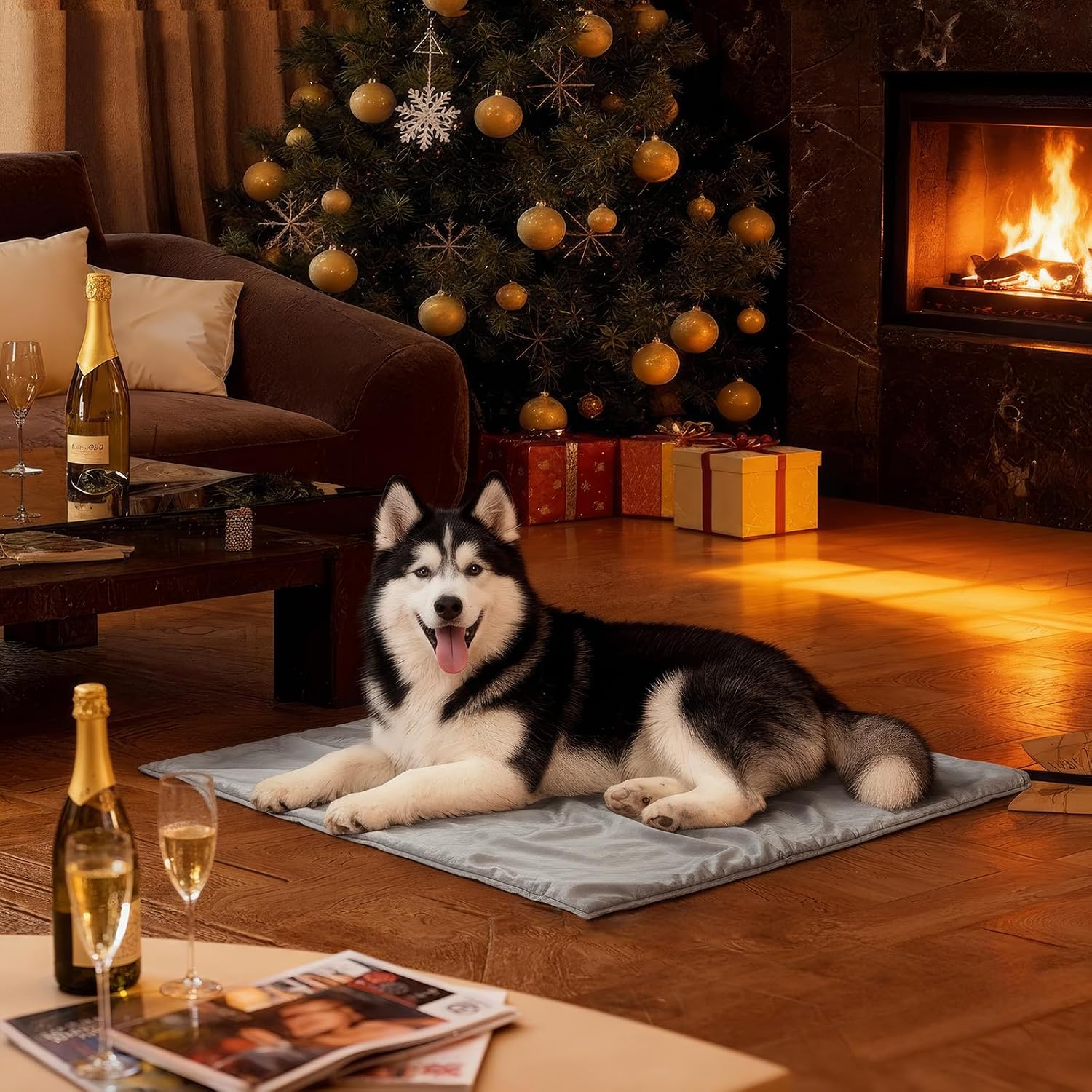 Toozey Large Heated Pet Mat 35x24 in - Waterproof, Chew Resistant, 6 Temp Settings with Timer, Indoor Use for Dogs and Cats - Image 9