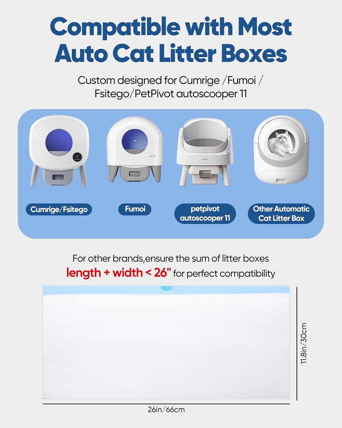 50 Count 26"x11.8" Self-Cleaning Cat Litter Bags - Heavy Duty Litter Box Liners for Cumrige Fumoi & Fsitego Automatic Litter Boxes - Pre-Separated Kitty Litter Bags with Drawstring(10-12 Gallon) - Image 2