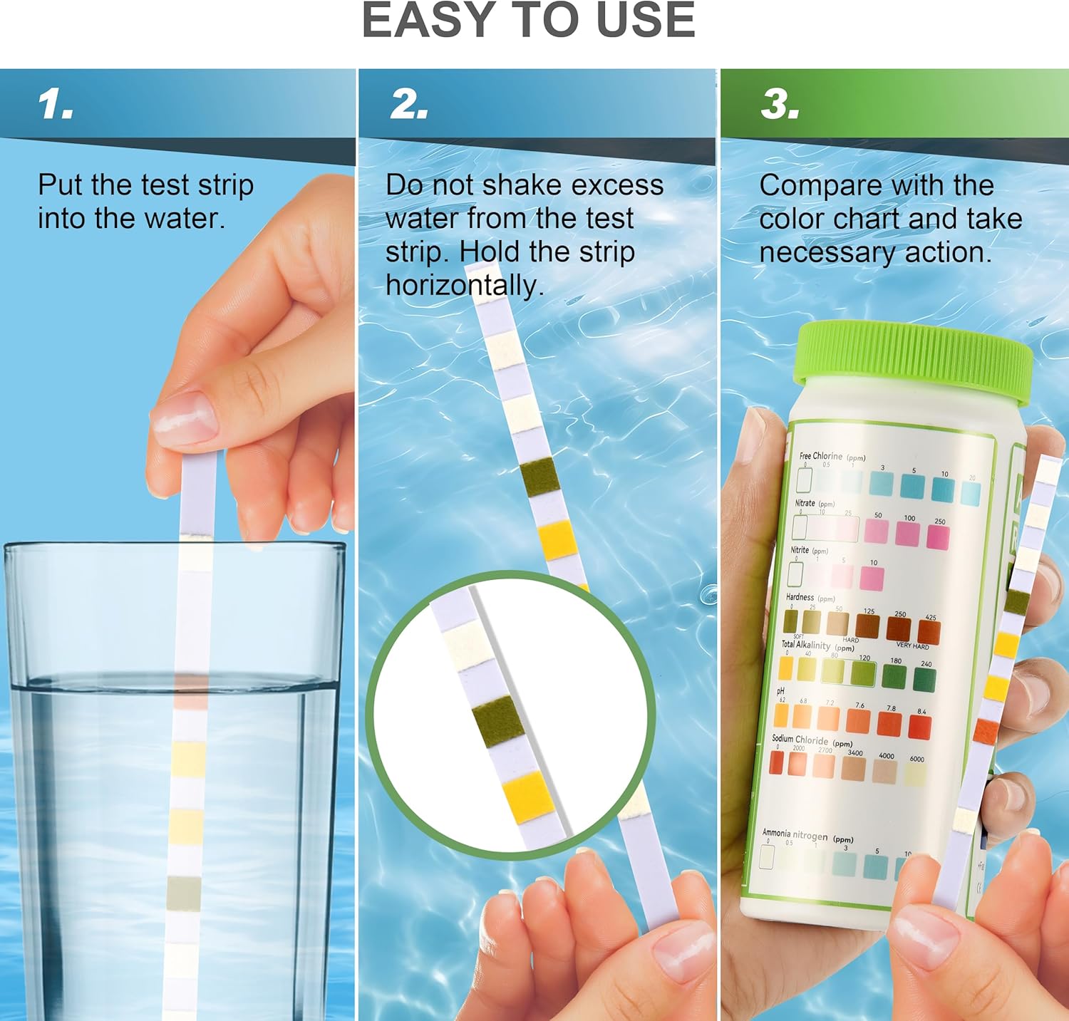 AAwipes Aquarium Ammonia Test Strips 8-in-1 |100 Strips | Quick & Accurate Water Testing for Freshwater & Saltwater Tanks -Test pH, Sodium Chloride, Alkalinity, Hardness, Chlorine etc. (K02-100) - Image 5