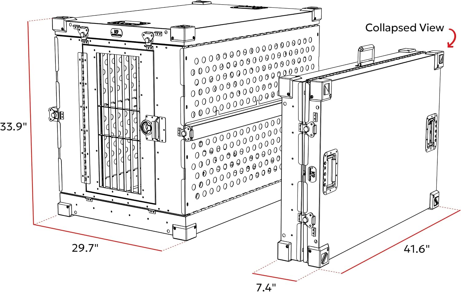 K9 Kennel Boss Aluminum Collapsible Dog Crate, Heavy Duty Folding Kennel - Large (Gray) - Image 10