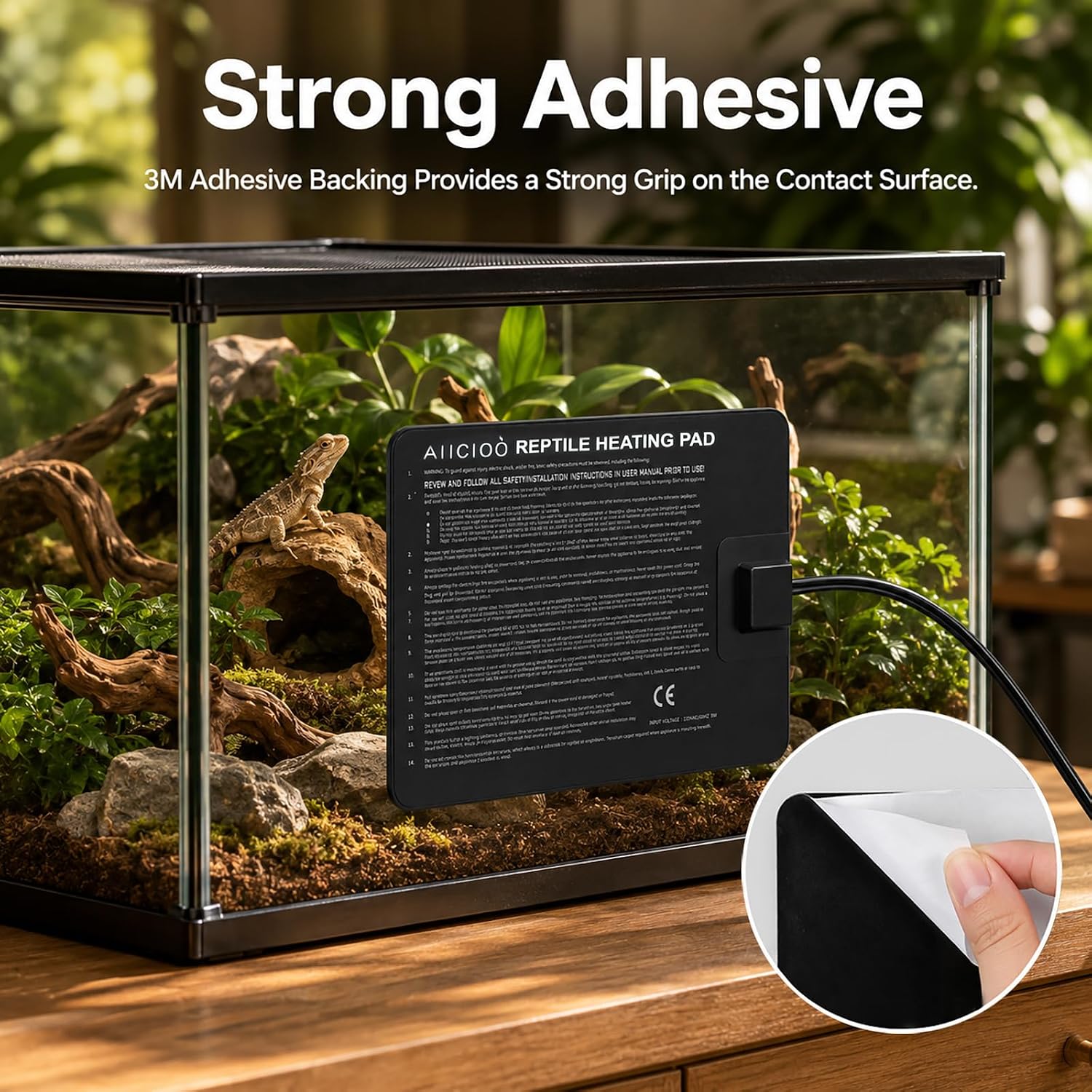 Aiicioo Under Tank Heater Thermostat - Reptile Heating Pad with Temperature Control Reptile Heat Mat for Combo Set for Hermit Crab Lizard Terrarium 8W - Image 5