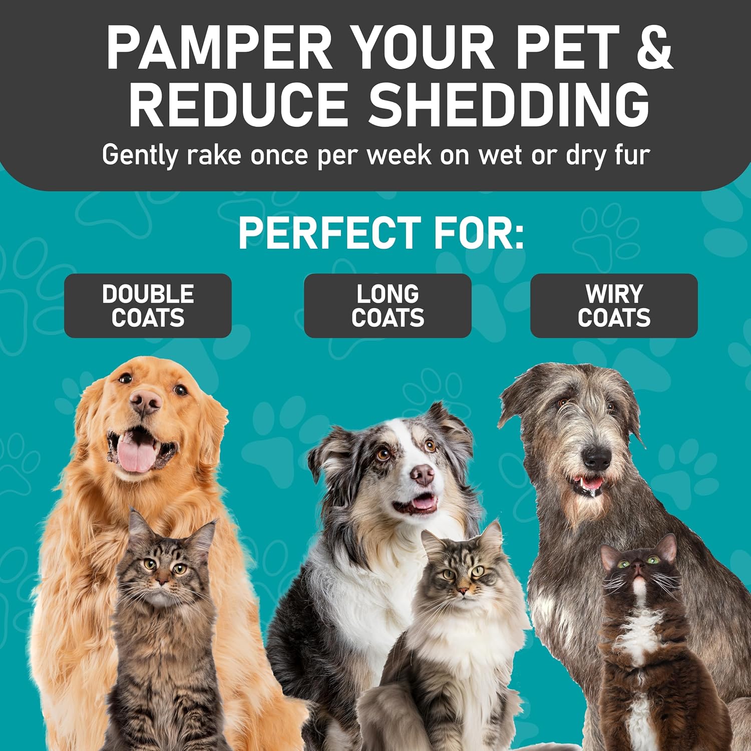 Maxpower Planet Pet Grooming Brush - Double Sided, Extra Wide for Dogs and Cats - Dematting Undercoat Rake, Reduces Shedding by 95%, Purple - Image 4