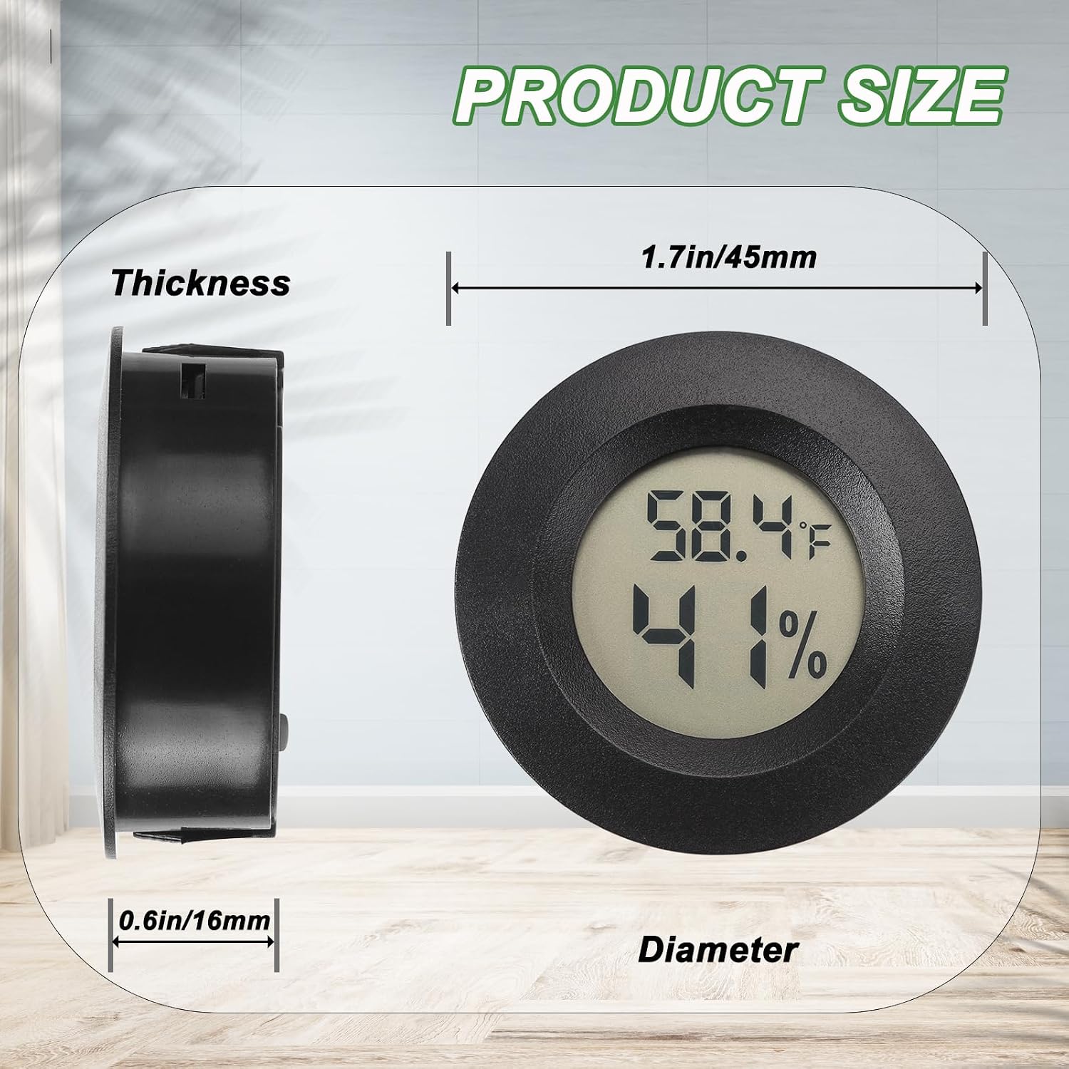 Mini Hygrometer Thermometer Digital Humidity Meter Indoor/Outdoor Humidity Monitor Reptile Thermometer for Greenhouse Garden Cellar Fahrenheit(℉)/ Celsius(℃) 2 Pack - Image 2