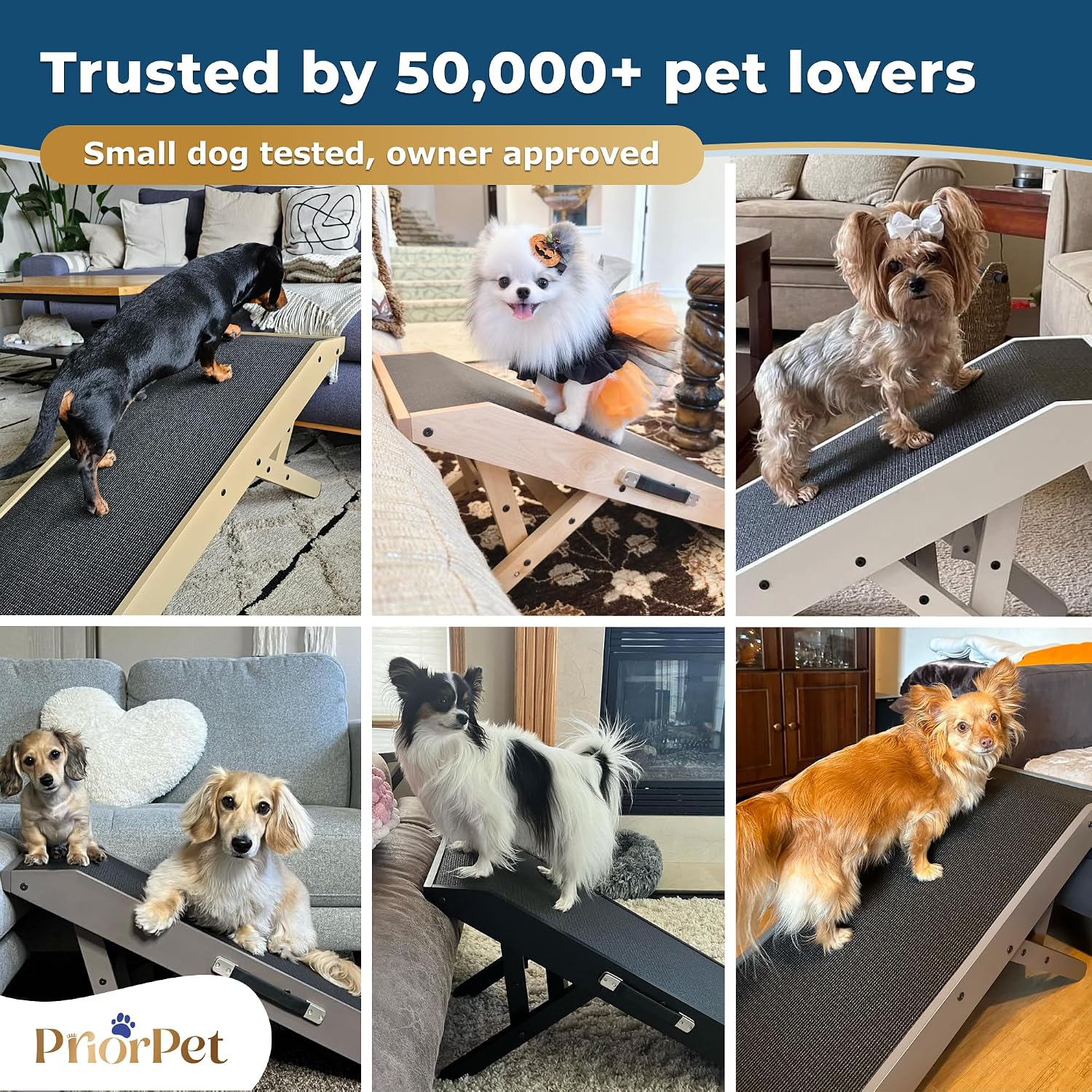 Dog Ramp for Couch – Non-Slip, Sturdy Build Foldable Wooden Dog Ramp – Supports up to 200 lbs – 7 Adjustable Heights (14"–20.5") – Enhanced Stability – Birchwood Pet Ramp for Small Dogs – White - Image 8