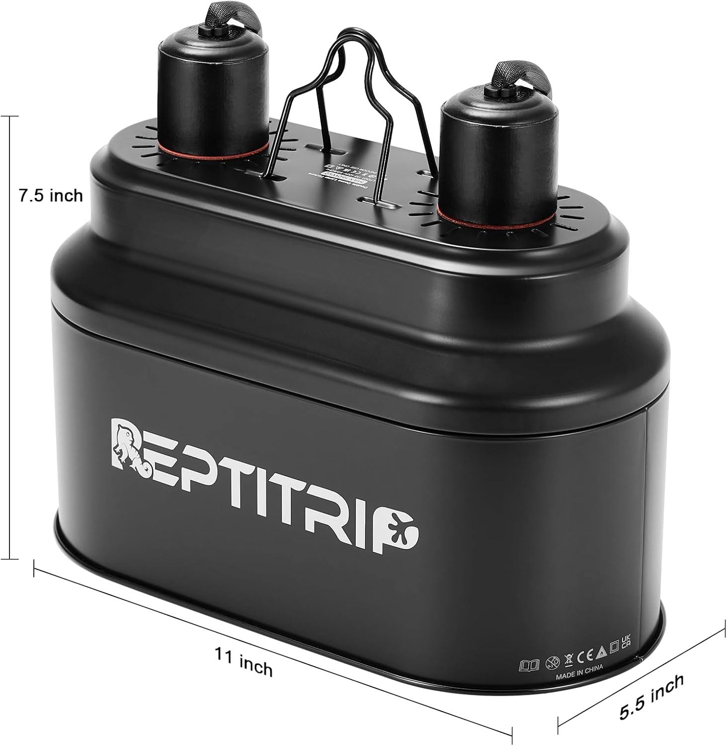 REPTITRIP Dual Reptile Light Fixture with 100W Daytime Heat Bulb & 100W Nighttime Ceramic Heat Emitter, 2 Independent Switches, Reptile Heat Lamp Combo Pack - No UVB - Image 2