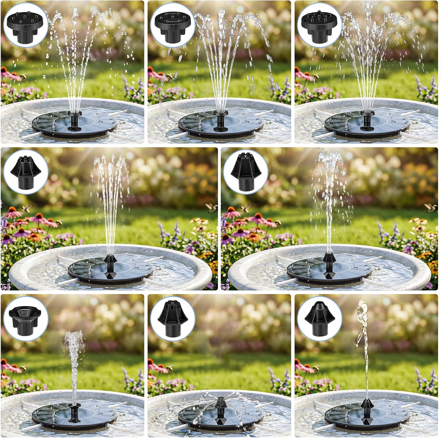 Mademax 1W Solar Bird Bath Fountain Pump, Solar Fountain, Free Standing Floating Solar Powered Water Fountain Pump for Bird Bath, Garden, Pond, Pool, Outdoor - Image 5