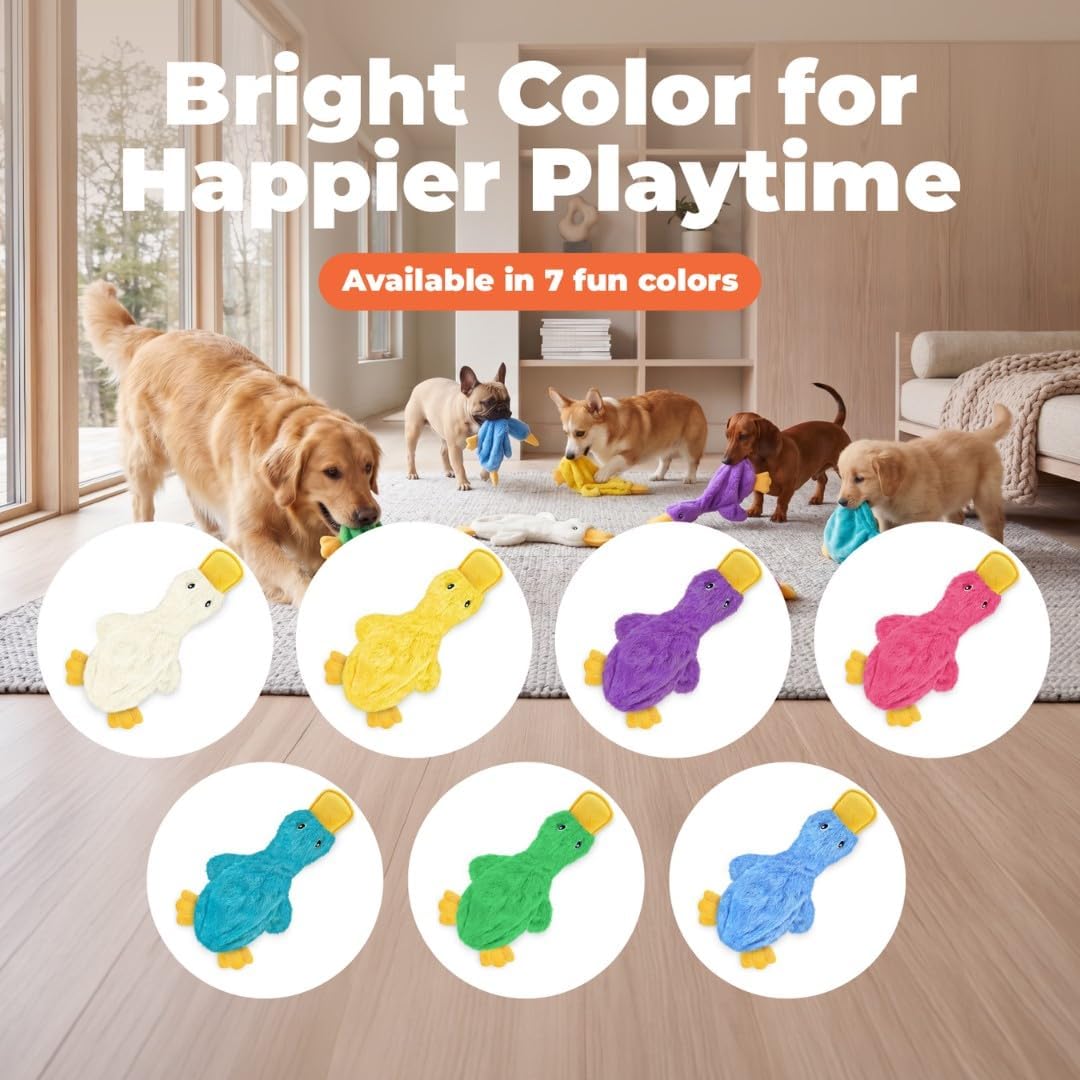 Best Pet Supplies Interactive Squeaky Dog Chew Toy, Ideal Dog Toys for Chewers, Small, Medium & Large Dogs, and Fetch Lovers - Crinkle Duck (Blue), Large - Image 6