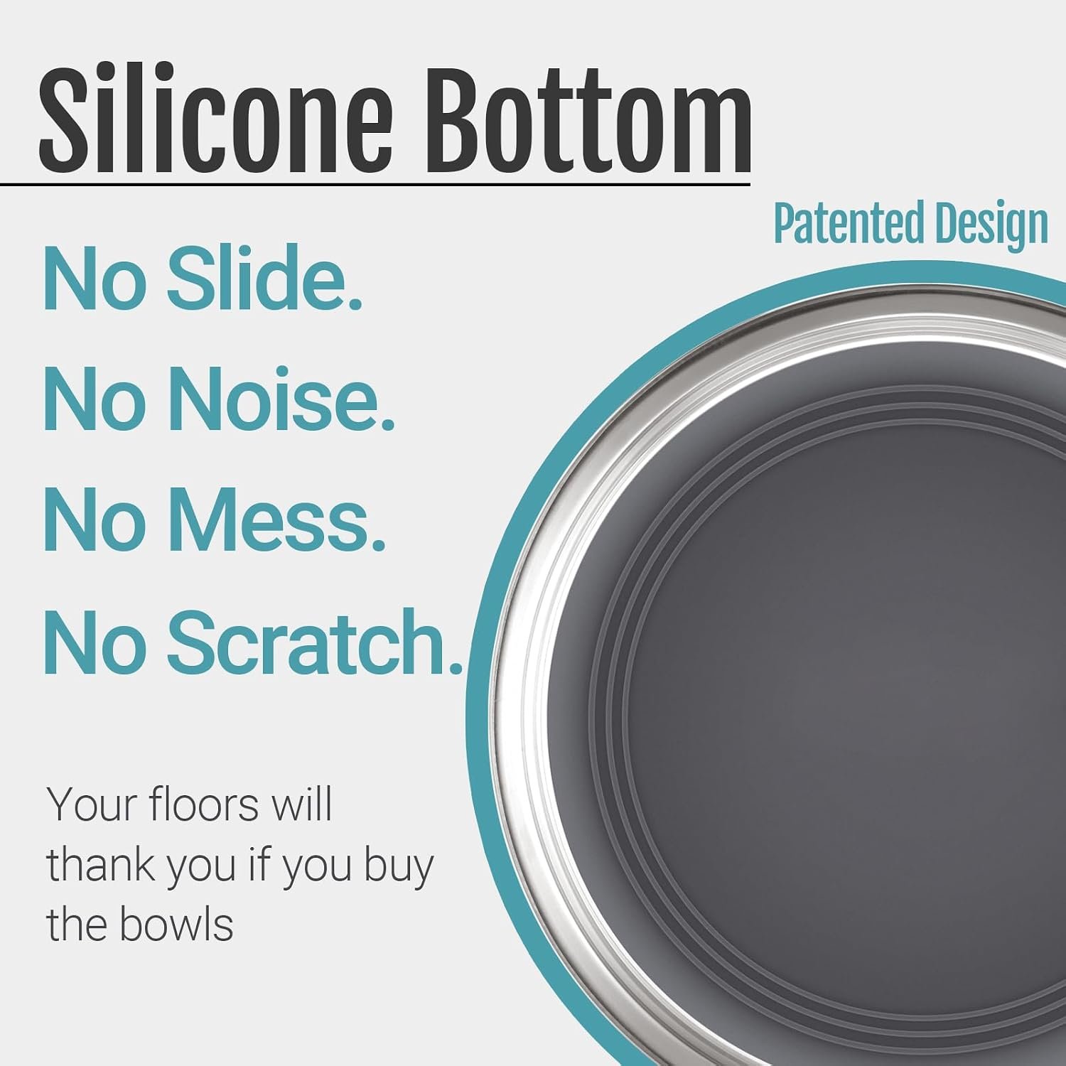 PEGGY11 Nonslip Stainless Steel Dog Bowls, 3.8 US Cup, 2 Count | No slide silicone bottom, Dishwasher safe, Easy to clean, Stackable design - Image 3