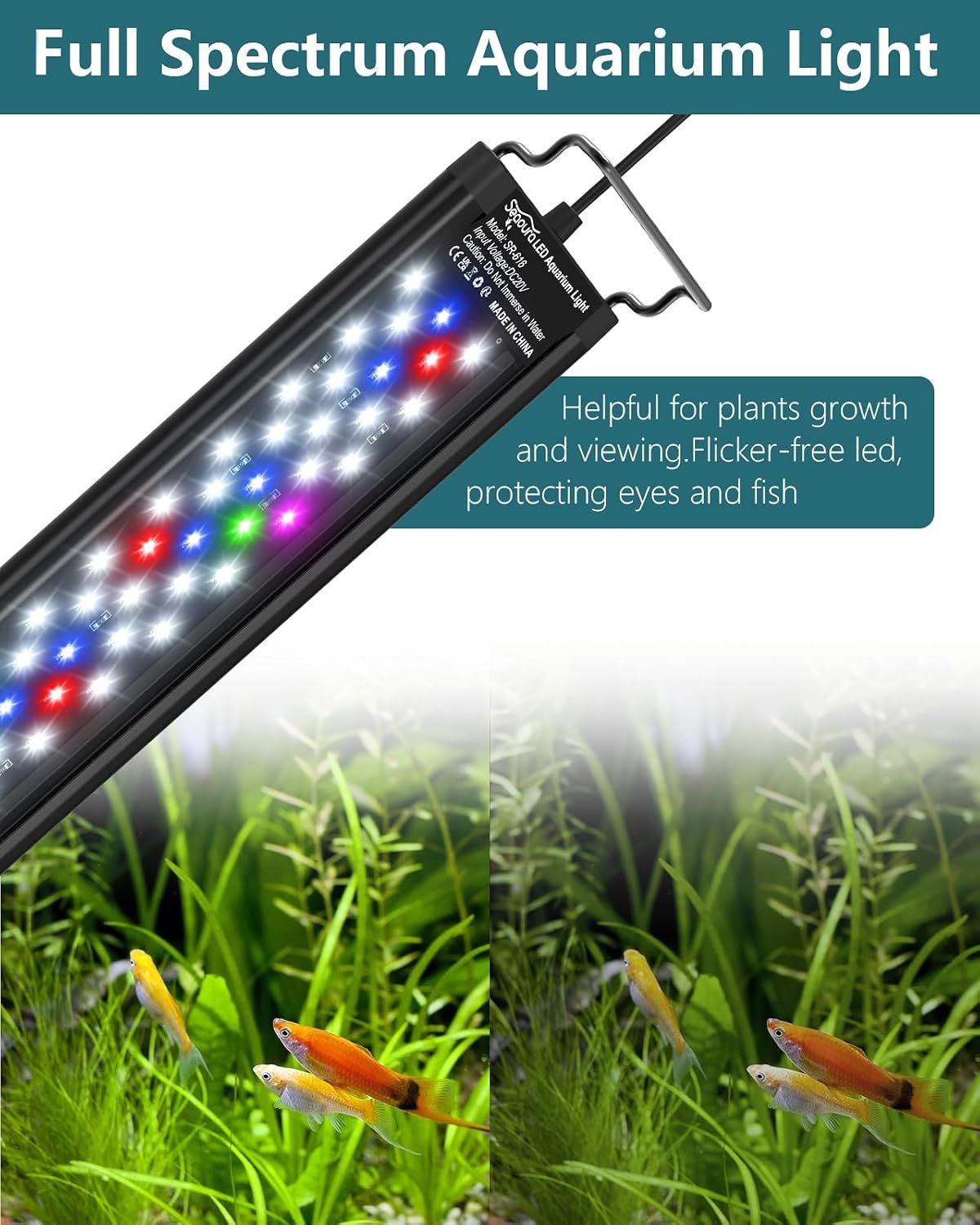 SEAOURA Led Aquarium Light for Plants Growth, Fish Tank Light 12-18 Inch | Full Spectrum Aquarium Lights for Fish Tank with Timer, 10 Dimmer, Extend Bracket, Memory, Auto On Off, 3 Lighting Modes - Image 4