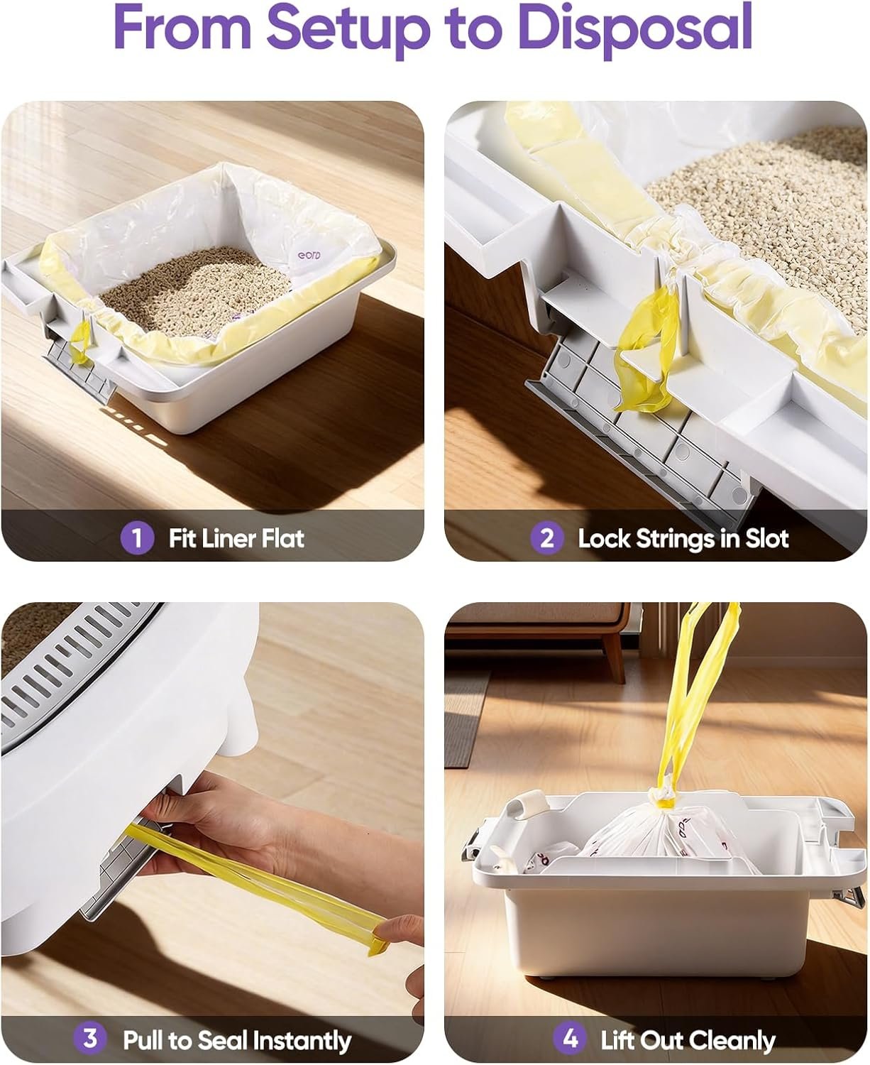 180 Count Automatic Cat Litter Box Bags for Pet Pivot AutoScooper 11/12 Open-Top Self-Cleaning Cat Litter Box, Heavy Duty Leak-Proof, Drawstring Design, Unscented, 25.19” x 11.8” - Image 7