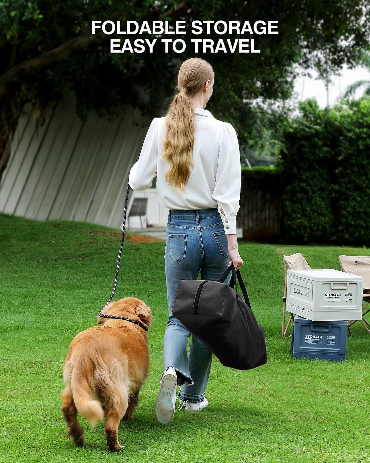 42 x 31 x 31 Inch Collapsible Soft Dog Crate for Dogs Up to 90 lbs, Portable Travel Pet Kennel with 4 Zip Doors, Foldable Indoor Outdoor Crate with Mat, Carry Bag, Black - Image 7