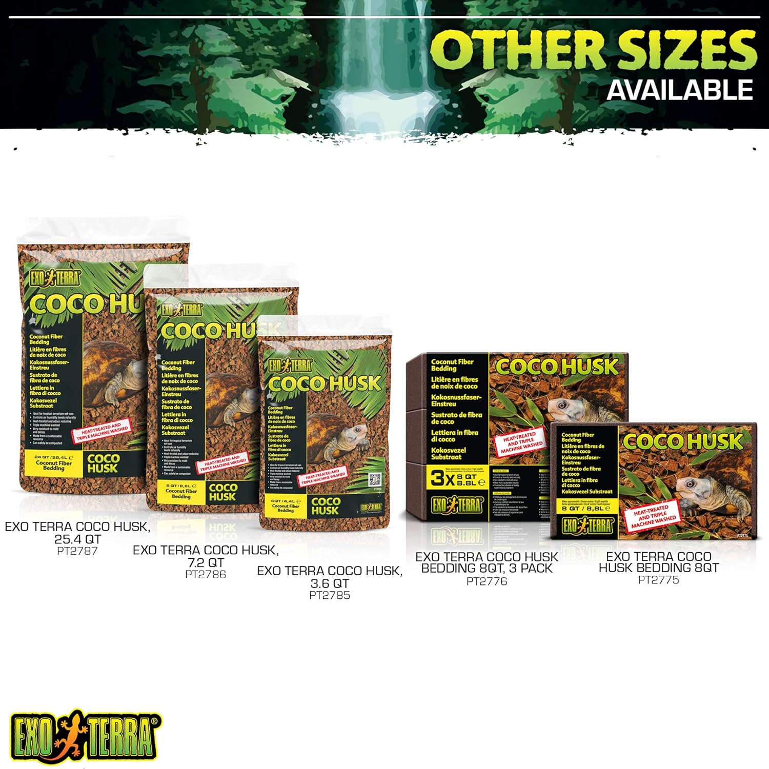 Exo Terra Coco Husk Coconut Fiber Reptile Bedding, 8 QT (8.8 L) | Bedding for Tropical Terrariums, Humidity-Holding Coco Fiber Substrate for Amphibians & Invertebrates - Image 6