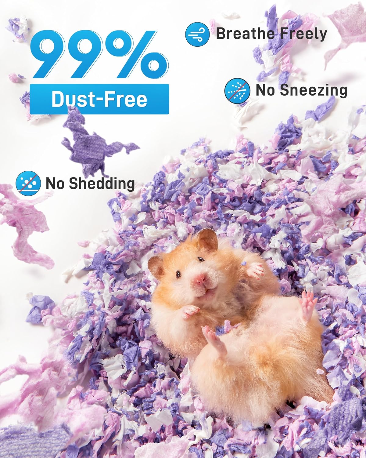BUCATSTATE Hamster Bedding 70L, 99% Dust-Free Paper Bedding, Lavender | FSC-Certified Material, Expands 3X, Cozy Paper Bedding for Guinea Pigs, Colorful Hamster Cage Accessories with Odor Control - Image 2