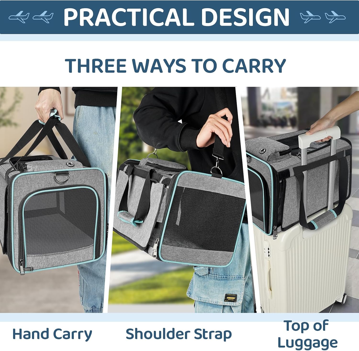 GAPZER Cat Carrier American, United, Delta Airline Approved Soft Travel Bag | Pet Airplane Crate Medium Cat 15 lbs Privacy Curtatin, Small Dog Crate Under 10 Pound TSA Approved Softsided Carry Cage Cabin - Image 5