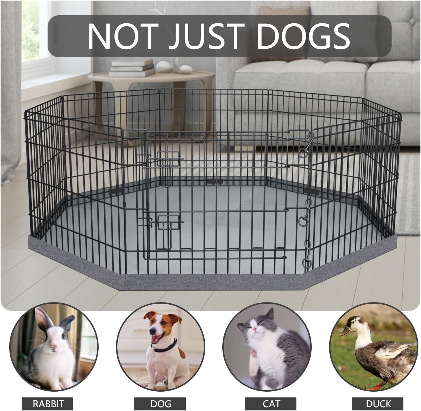 PETIME Foldable Metal Dog Exercise Pen/Pet Puppy Playpen Kennels Yard Fence Indoor/Outdoor 8 Panel 24" W x 24" H with Bottom Pad (with Bottom pad, 8 Panels 24" H) - Image 8