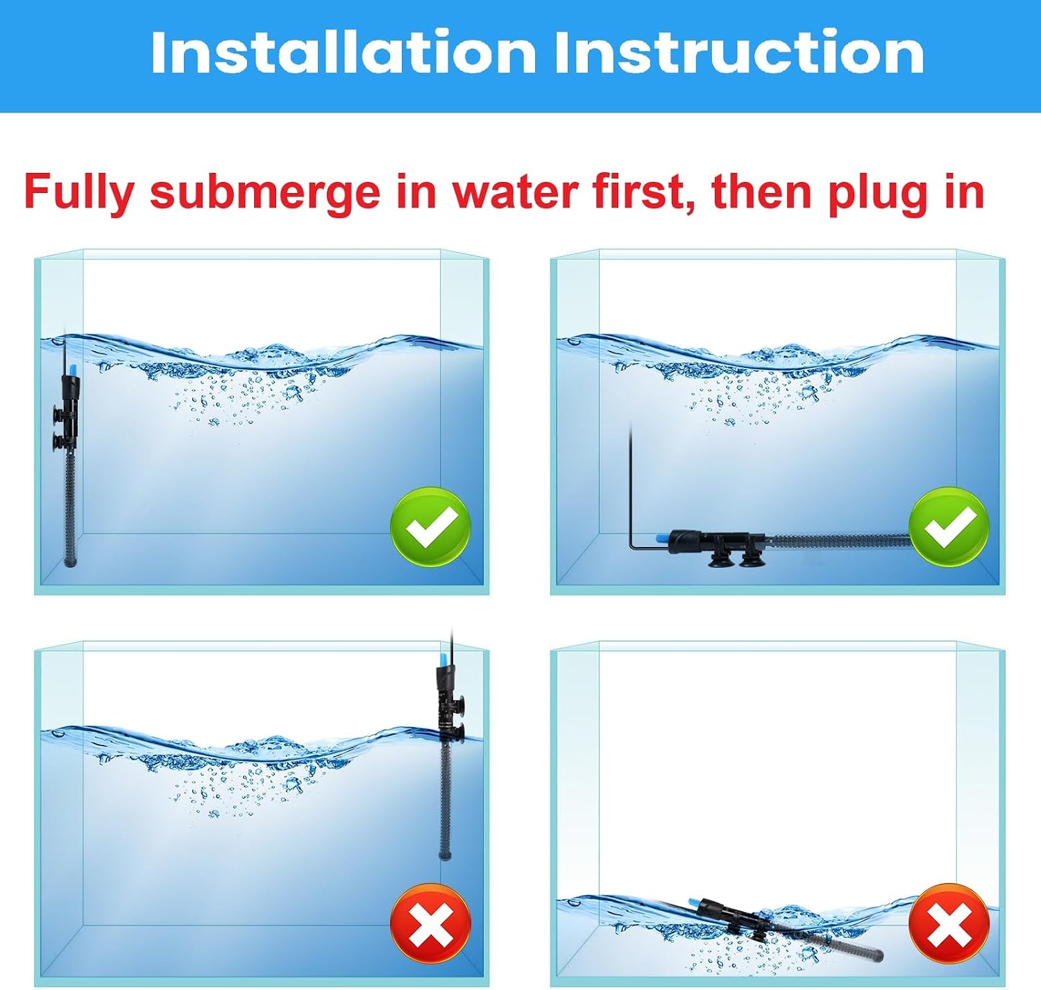 AQUANEAT Aquarium Heater, 25W Fish Tank Heater, Adjustable Submersible Water Thermostat with Thermometer - Image 4