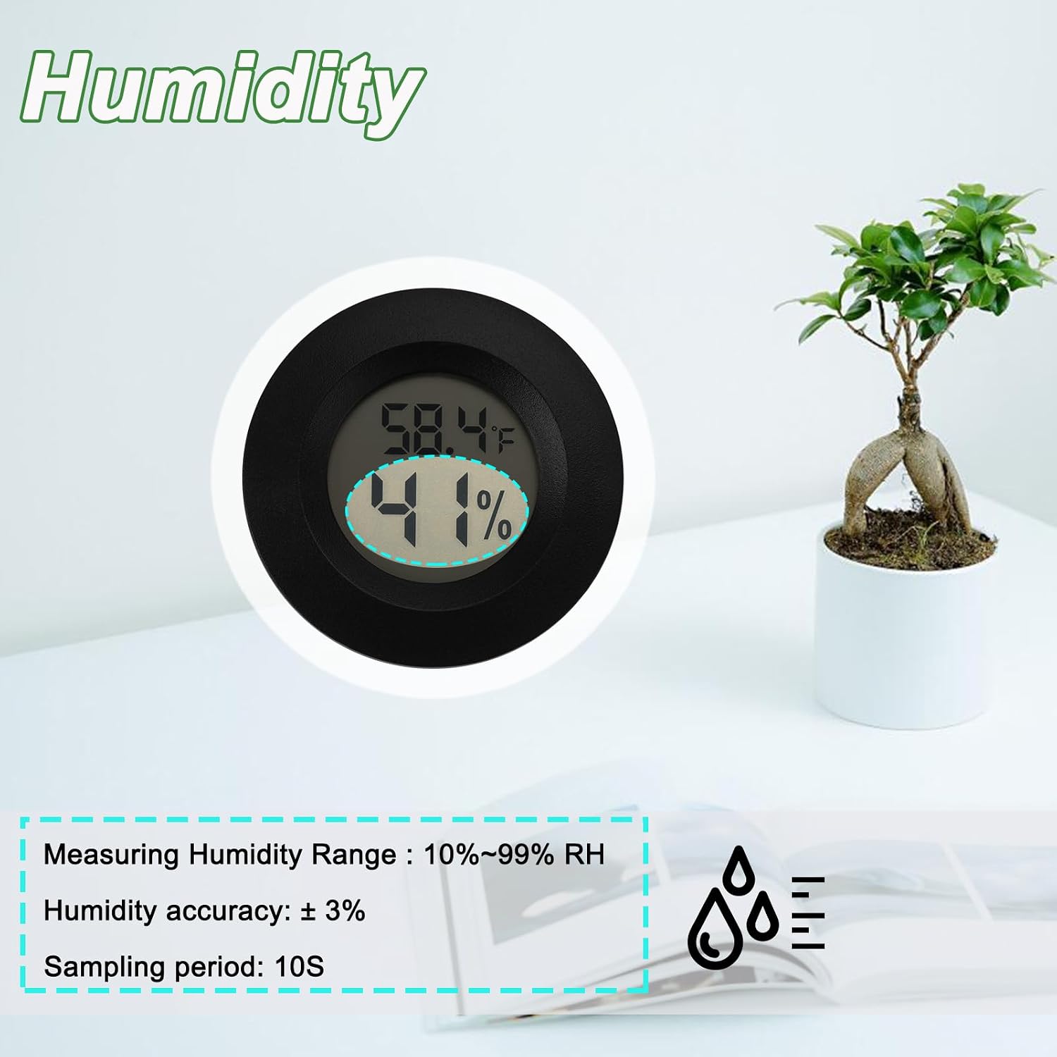 Mini Hygrometer Digital Thermometer Humidity Meter 6 Pack Hygrometer Thermometers Indoor/Outdoor Humidity Monitor Reptile Thermometer for Greenhouse Garden Cellar Fahrenheit(℉)/ Celsius(℃) - Image 5