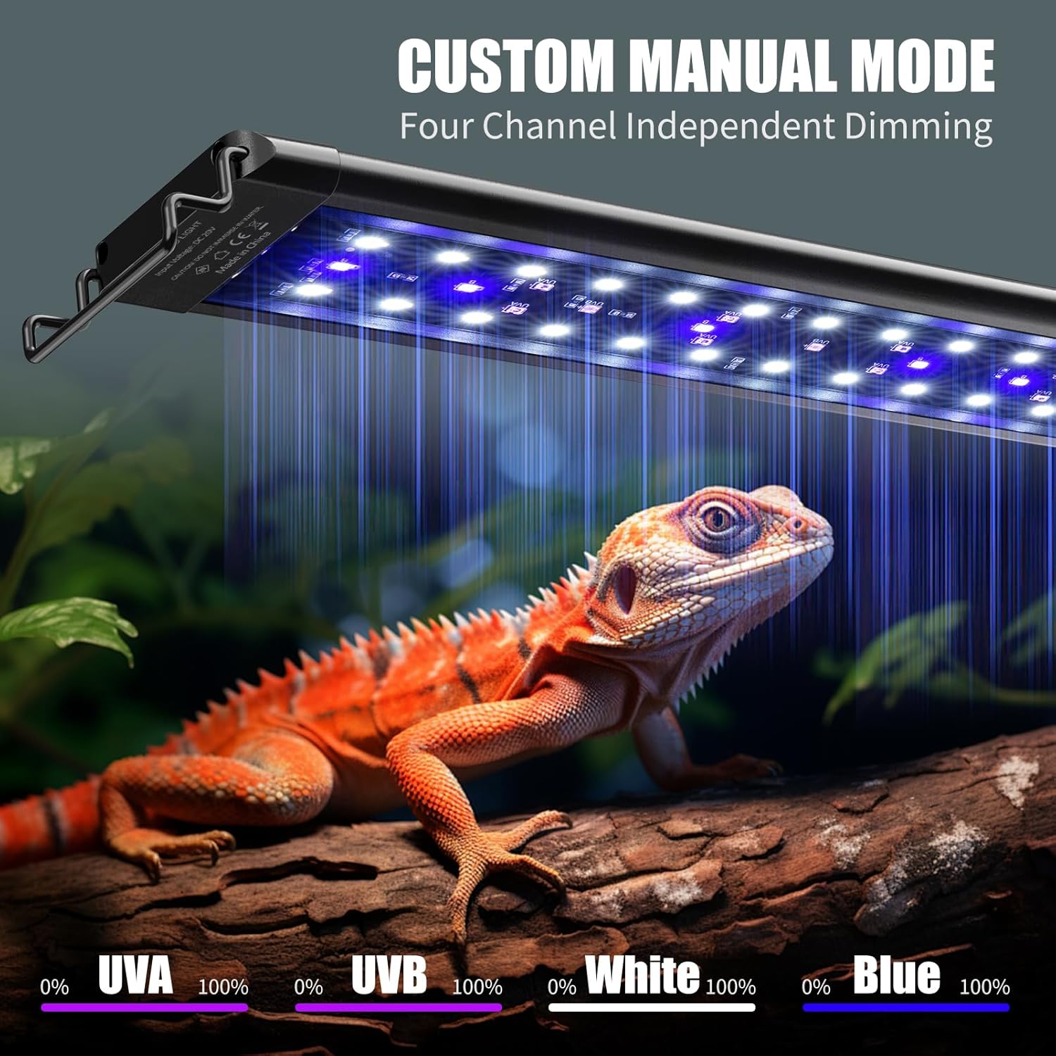 27-Inch UVA UVB Light for Reptiles with Controller, Full Spectrum | LED UVA UVB Reptile Light for Bearded Dragons, Auto 24-Hour Cycle Timer & 10 Dimmable, UV Light for Turtles, Snakes, Plants - Image 5