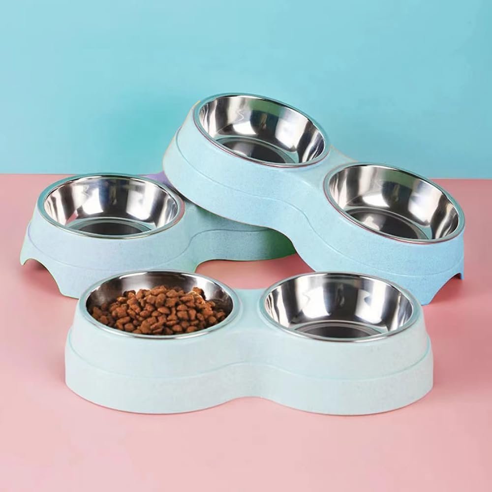 Double Cat Food Bowl -Stainless Steel Bowls with Easy-to-Clean Detachable Design, Non-Slip Base, Pet Feeder for Kittens and Medium Cats (Blue) - Image 6