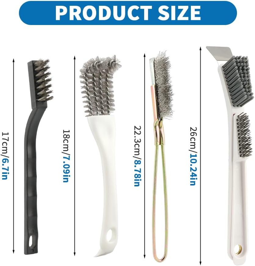 Bird Cage Cleaning Brush Kit, Bird Poop Remover Cleaning Tools Accessories for Small,Medium,Large,Tall, 4-Piece Multi Function Bird Perch Set, Includes Perch Brush, Mesh Brush and 3-in-1 Wire Brush - Image 2