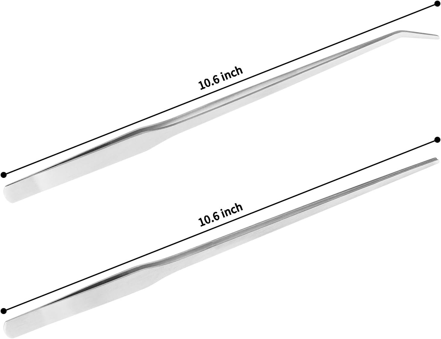 Fri4Free 2PCS 10.6" Stainless Steel Aquarium & Reptile Feeding Tweezers | Straight & Curved Tips, Extra Long, For Lizards Snakes Bearded Dragon, Plant, Aquascape Terrarium Tank Tools,Accessories - Image 2