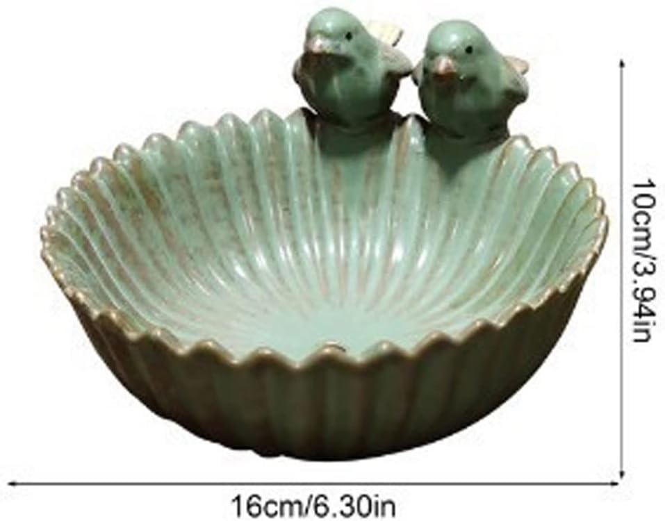  Birds Garden Design Birds Feeder Ceramic 6.3 Inch Diameter Flowerpot or Feeder for Outdoor, Bird Food Holder for Garden Outside Decor Succulent planters (Mint Green) - Image 2