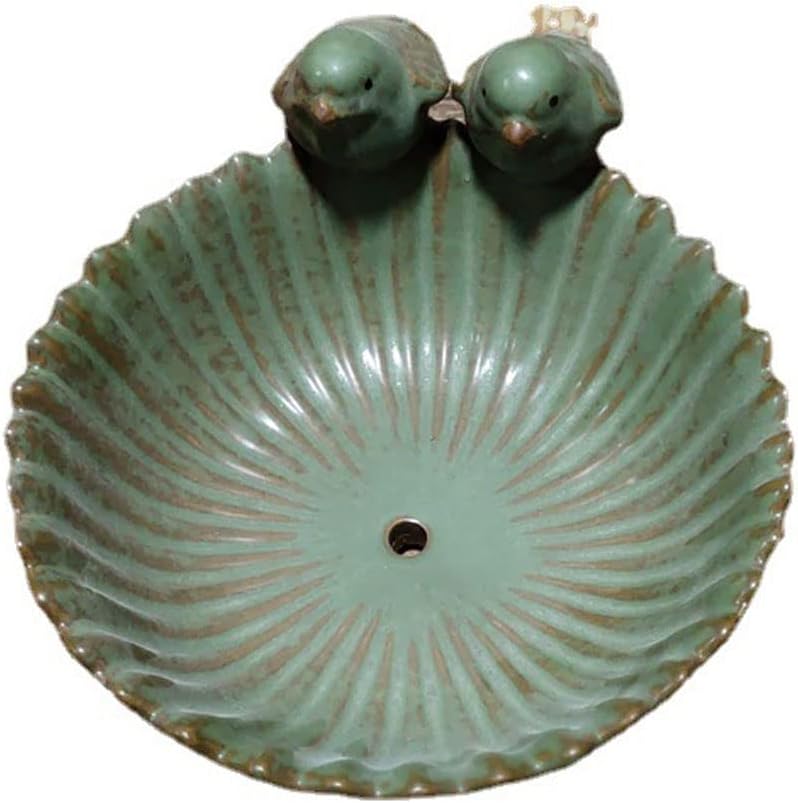  Birds Garden Design Birds Feeder Ceramic 6.3 Inch Diameter Flowerpot or Feeder for Outdoor, Bird Food Holder for Garden Outside Decor Succulent planters (Mint Green) - Image 8