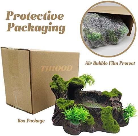 TIHOOD Plastic Reptile Tank Decor - Resin Reptile Platform with Artificial Tree Trunk Design - Food Dish Bowl for Lizards, Geckos, Frogs & More - Image 6