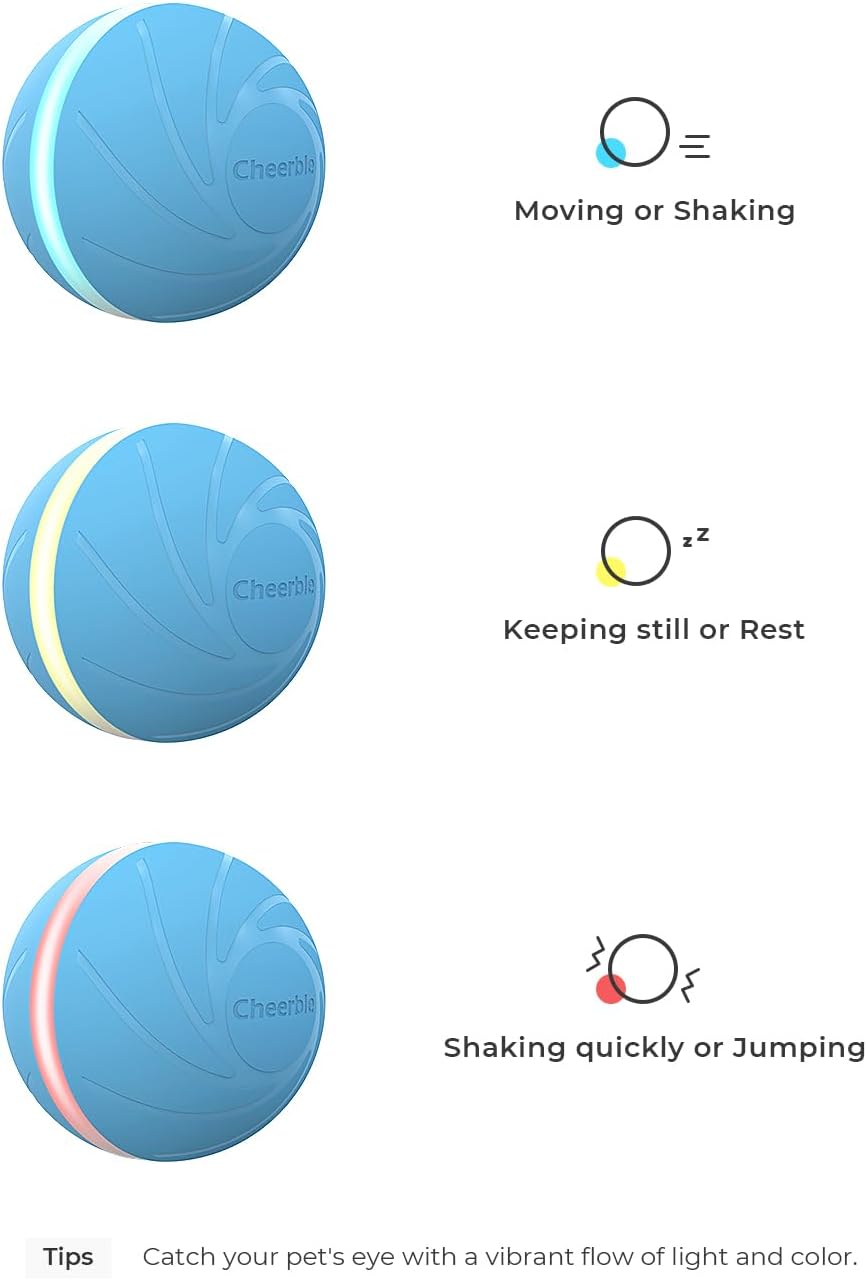 Cheerble [Replaceable Shell Intelligent Interactive Dog Toy Ball with LED Lights, Wicked Ball W1, 3 Interactive Modes, Active Rolling Ball, Self Moving - Image 6