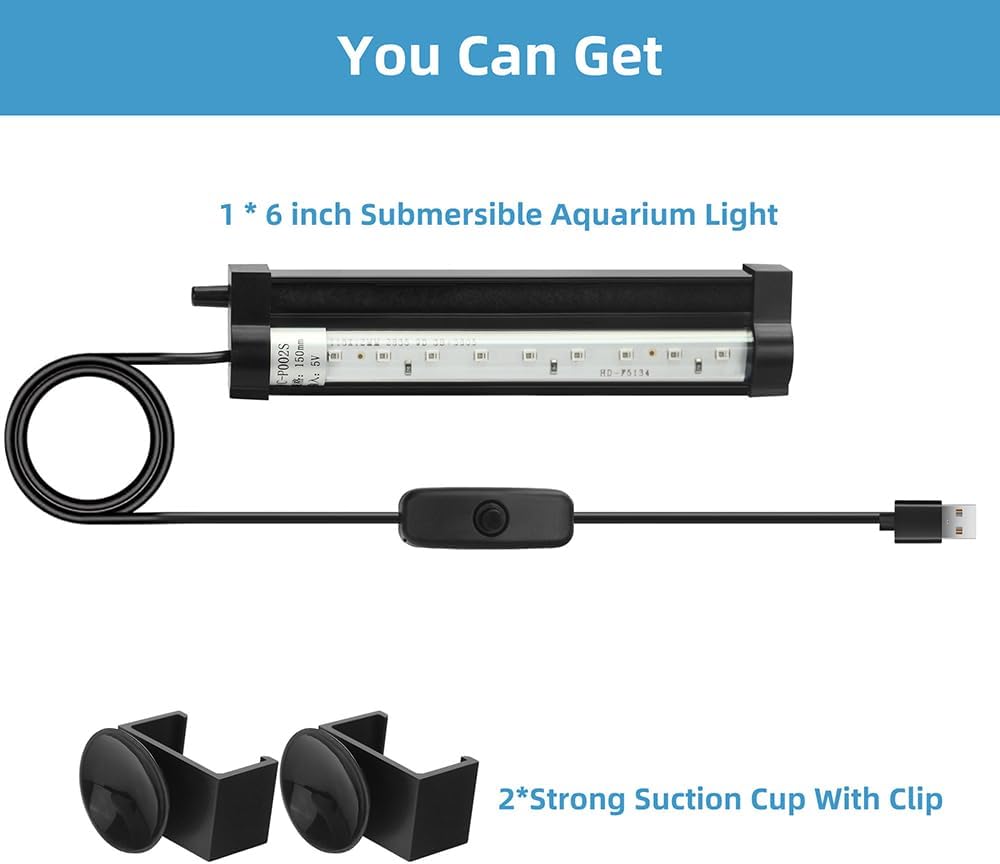 DaToo Submersible Aquarium Light 6Inch Fish Tank Light Bubbler Wall with Air Bubble Hole IP68 Waterproof Color Changing Led Light for Freshwater and Saltwater Aquariums Fish Tanks - Image 7