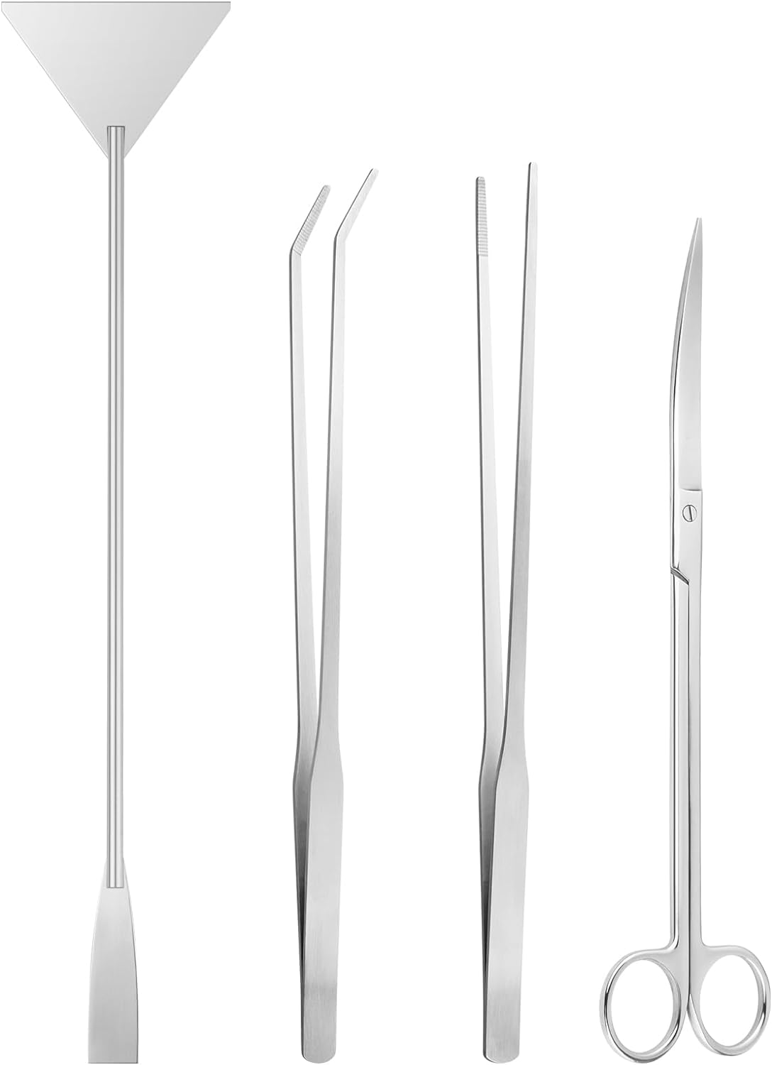 Ohtomber Aquascape Tools Aquarium Kit - 4PCS Terrarium Supplies Include Long Tweezers for Terrarium, Feeding Tongs, Aquarium Scissors, Algae Scraper for Fish Tank Cleaning Plant Trimming