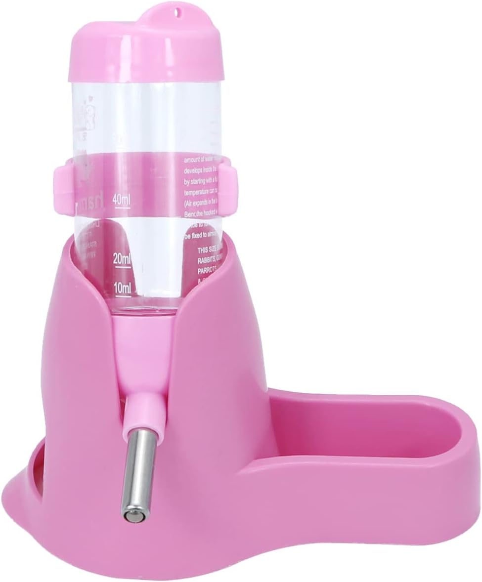 3 in 1 Hamster Hanging Water Bottle Pet Auto Dispenser with Base for Dwarf Hamster Mouse Rat Hedgehog (80ML, Pink) - Image 7